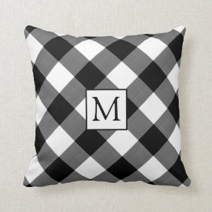 B&W Buffalo Check Plakt Monogram Kussen