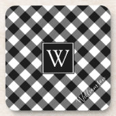 B&W Buffalo Check Pset Monogram (naam optioneel) Bier Onderzetter (Voorkant)