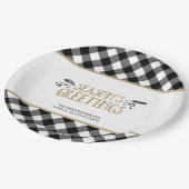 B&W Buffalo Check SEASONS GROETEN GEPERSONALISEERD Papieren Bordje (Gekanteld)
