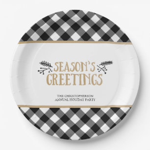B&W Buffalo Check SEASONS GROETEN GEPERSONALISEERD Papieren Bordje