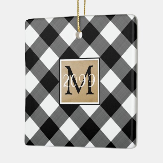 B&W Buffalo-cheque monogram foto Keepomwille Keramisch Ornament (Links)