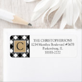 B&W Buffel Check Plaid en Kraft Paper Monogram Etiket (Insitu)