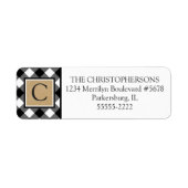 B&W Buffel Check Plaid en Kraft Paper Monogram Etiket (Voorkant)
