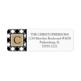 B&W Buffel Check Plaid en Kraft Paper Monogram Etiket