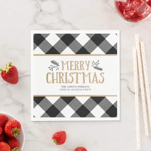 B&W Buffel Controleer Bruin Kraft Vrolijk Kerstfee Servet (Insitu)