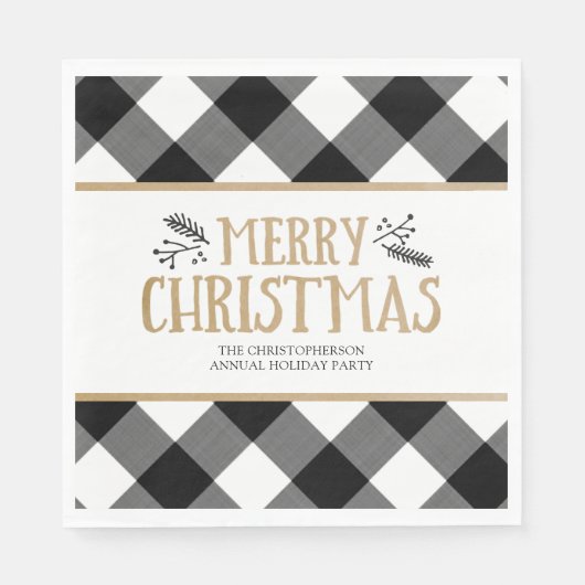 B&W Buffel Controleer Bruin Kraft Vrolijk Kerstfee Servet (Voorkant)
