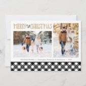 B&W Buffels Sneeuwvlokken controleren | Vrolijk ke Feestdagenkaart (Voorkant)