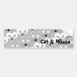 B&W-Bumpersticker voor kat en muis Bumpersticker
