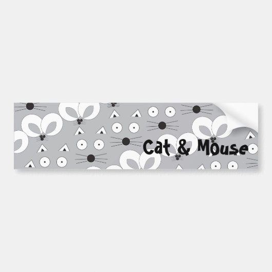B&W-Bumpersticker voor kat en muis Bumpersticker (Voorkant)