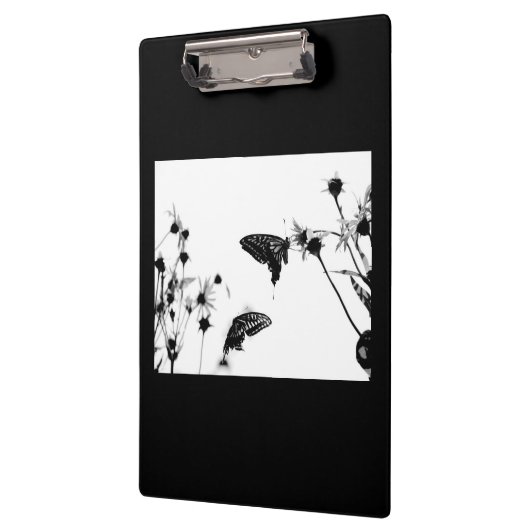 B/W Butterfly op een Flower Clipboard Klembord (Links)