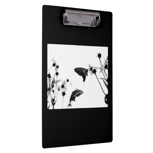 B/W Butterfly op een Flower Clipboard Klembord (Rechts)