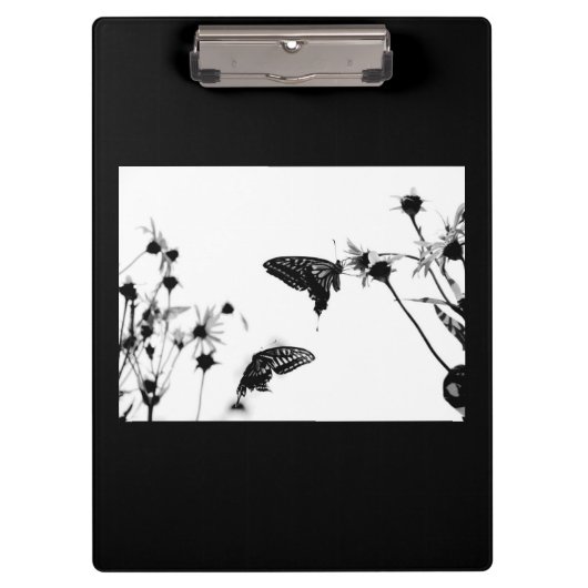 B/W Butterfly op een Flower Clipboard Klembord (Voorkant)