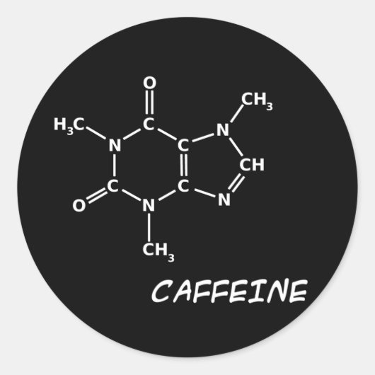 B&W Caffeine Molecule Sticker (Voorkant)