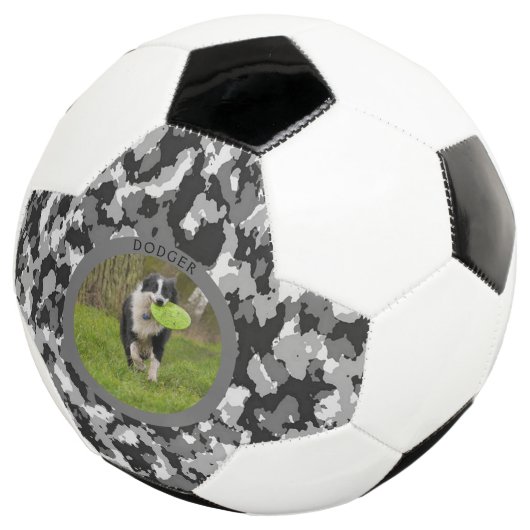 B & W Camo Dog Name Afbeelding Play personaliseren Voetbal (Drie kwart)