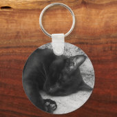 B&W - Cat Sleeping Sleutelhanger (Voorkant)