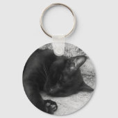 B&W - Cat Sleeping Sleutelhanger (Achterkant)