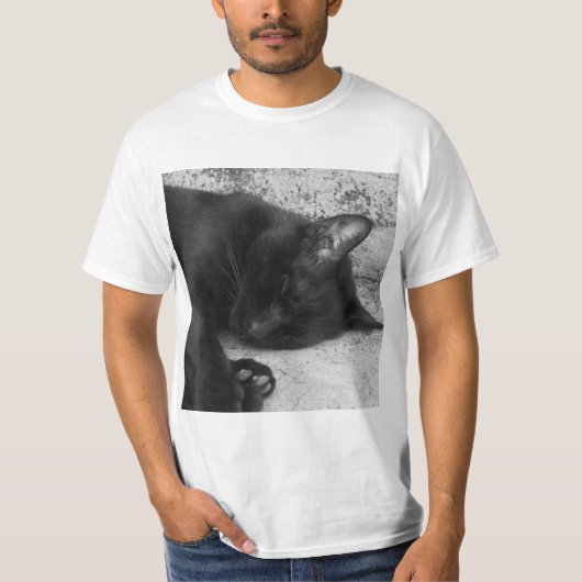 B&W - Cat Sleeping T-shirt (Voorkant)