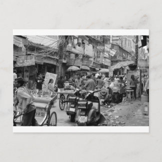 B&W Chaos in Delhi Briefkaart