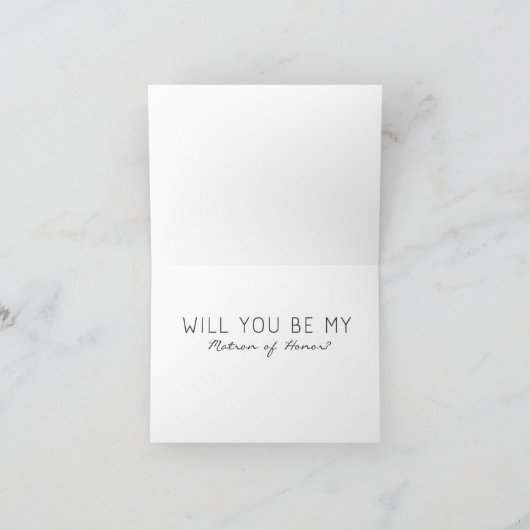 B&W Chevron Striped Matron of Honor Request Kaart (Binnen)