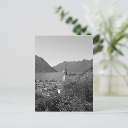 B&W Como Lake Briefkaart (Staand voorkant)