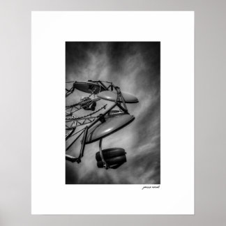 B&W County Fair Ride Poster Afdruk