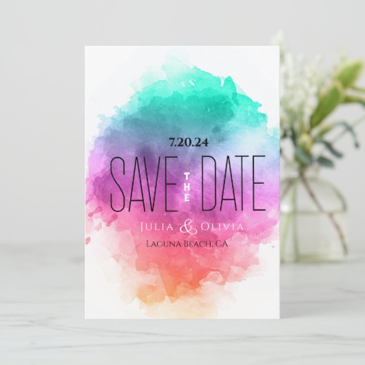 (B&W) Creatieve Moderne Waterverf sparen de Datum Save The Date (Staand voorkant)