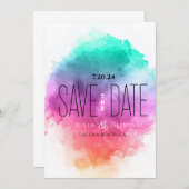 (B&W) Creatieve Moderne Waterverf sparen de Datum Save The Date (Voorkant / Achterkant)