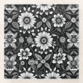 B&W Daisy Dose Glazen Onderzetter (Voorkant)