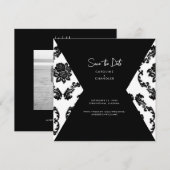 B/W Damask Photo Wedding Save the Date (Voorkant / Achterkant)
