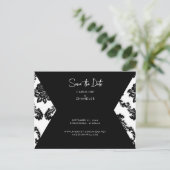 B/W Damask Photo Wedding Save the Date Briefkaart (Staand voorkant)