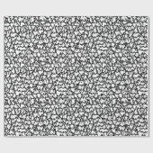 B&W Doodled Christmas Trees Wrapping Paper Cadeaupapier (Vlak)