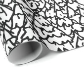 B&W Doodled Christmas Trees Wrapping Paper Cadeaupapier (Rol Hoek)