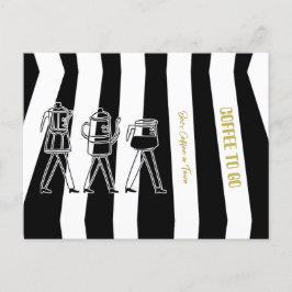 B & W Drie koffiezetapparaten Gestreepte koffie Briefkaart