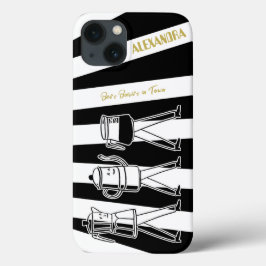 B & W Drie koffiezetapparaten Gestreepte koffie Case-Mate iPhone Case