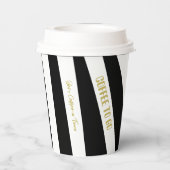 B & W Drie koffiezetapparaten Gestreepte koffie Papieren Bekers (Achterkant)