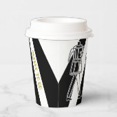 B & W Drie koffiezetapparaten Gestreepte koffie Papieren Bekers (Rechts)