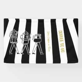 B & W Drie Koffiezetapparaten Gestreepte Koffie Spandoek