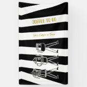 B & W Drie Koffiezetapparaten Gestreepte Koffie Spandoek (Verticaal)