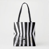 B & W Drie koffiezetapparaten Gestreepte koffie Tote Bag (Voorkant)
