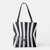 B & W Drie koffiezetapparaten Gestreepte koffie Tote Bag (Achterkant)