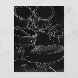 B/W Drumset 1 Briefkaart