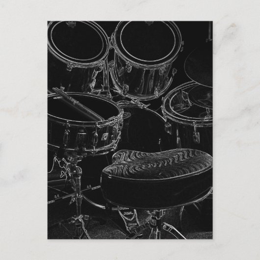 B/W Drumset 1 Briefkaart (Voorkant)