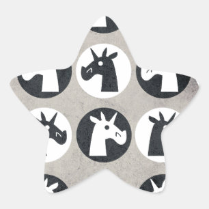 B&W Eenhoorn Stippen Ster Sticker