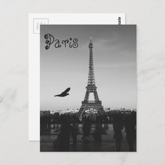 B&W Eiffeltoren Briefkaart (Voorkant / Achterkant)