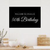 B&W Elegant Script 50e Verjaardag Welkom Poster (Keuken)