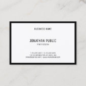 B&W Elegant Zwart Wit Eenvoudig Professioneel Visitekaartje (Achterkant)