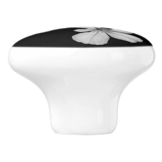 B&W Elegante bloemen Keramische Knop (Zijkant)