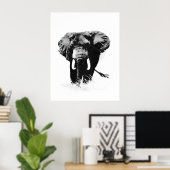 B&W Elephant Posters Prints (Thuiskantoor)