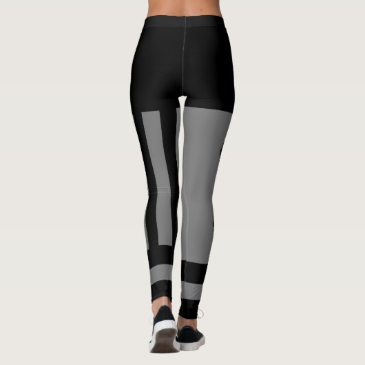 B&W, en Grijs, Oceaan en Sterren Harlequin Design Leggings (Achterkant)