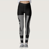 B&W, en Grijs, Oceaan en Sterren Harlequin Design Leggings (Voorkant)